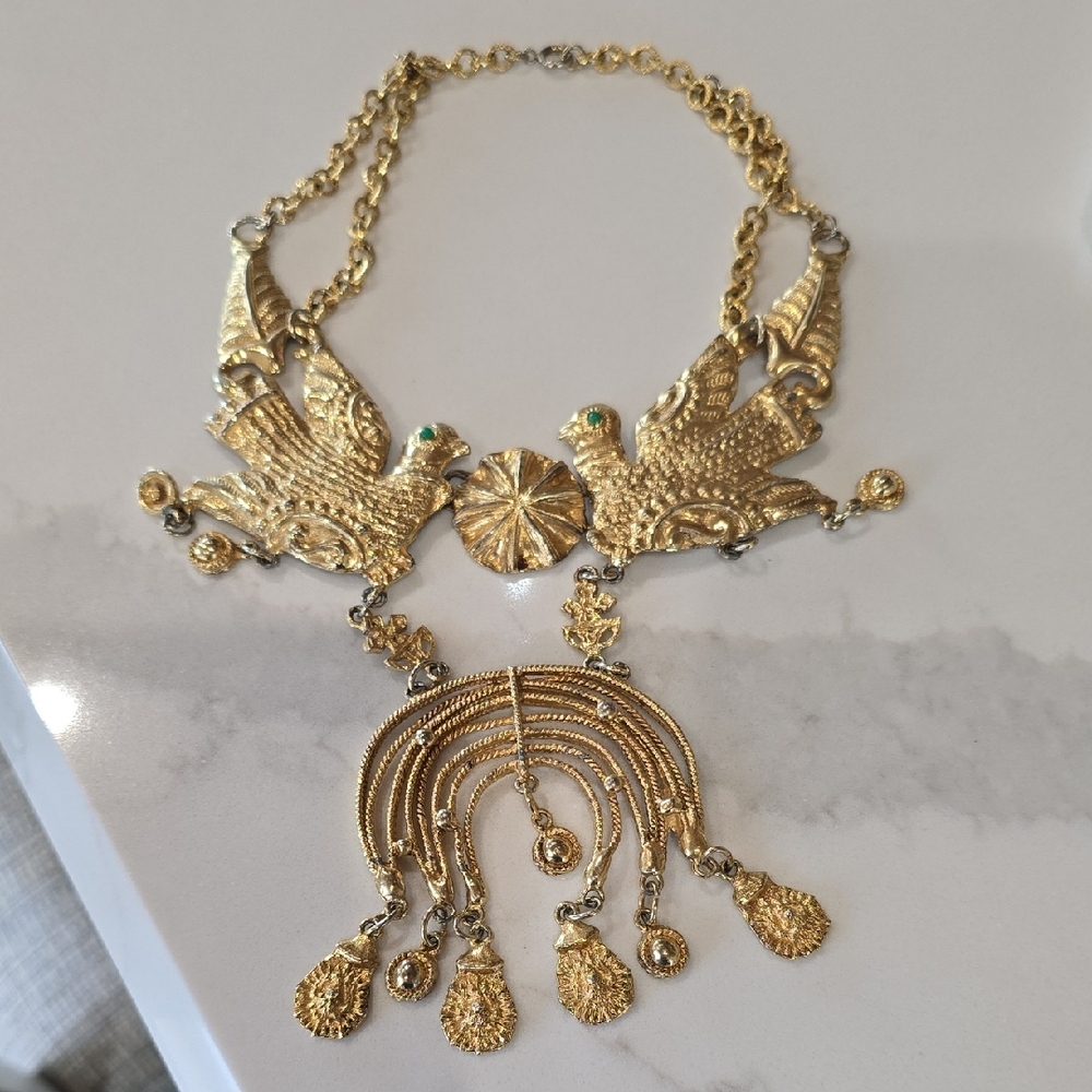 Gold-Tone Bird Pendant Statement Necklace - Women Jewelry